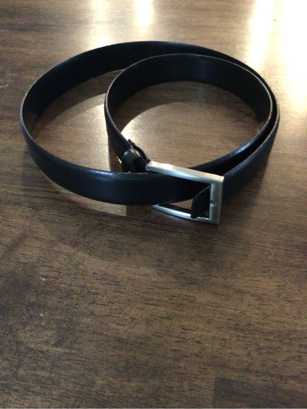Mens 38 / 95  Black Genuine Leather Handmade In Italy Belt With Silver Buckle